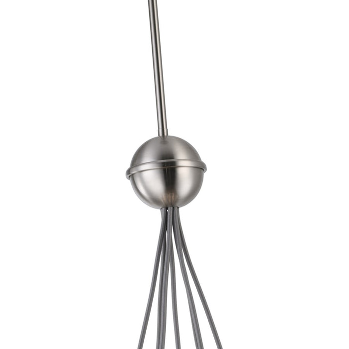 Artcraft Moonlight 7 Light Pendant, Satin Nickel/White/Clear