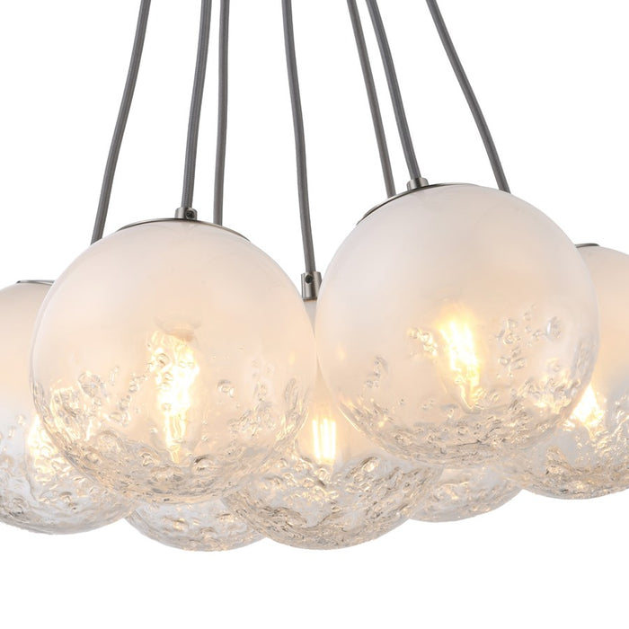 Artcraft Moonlight 7 Light Pendant, Satin Nickel/White/Clear