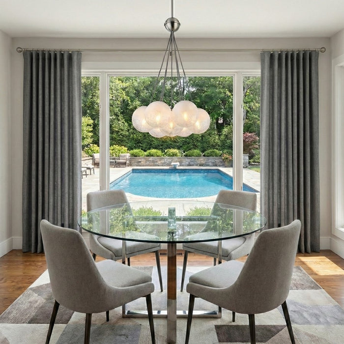 Artcraft Moonlight 7 Light Pendant, Satin Nickel/White/Clear