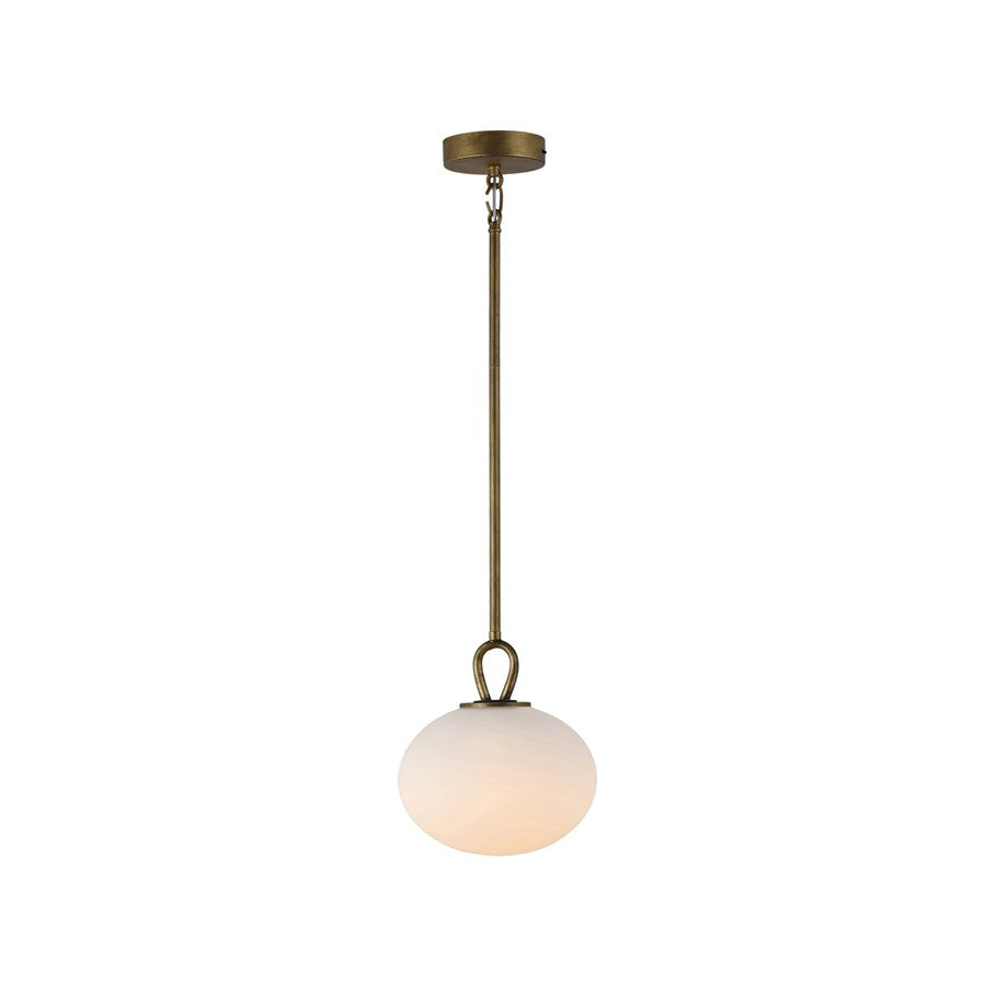 Artcraft Velora 1Lt LED Pendant, Legacy Brass/White Swirl