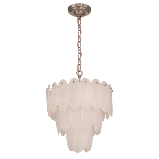 Artcraft Serena 5 Light Chandelier, Satin Nickel/White