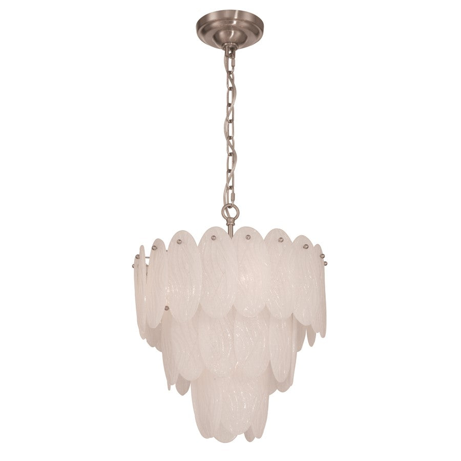 Artcraft Serena 5 Light Chandelier, Satin Nickel/White
