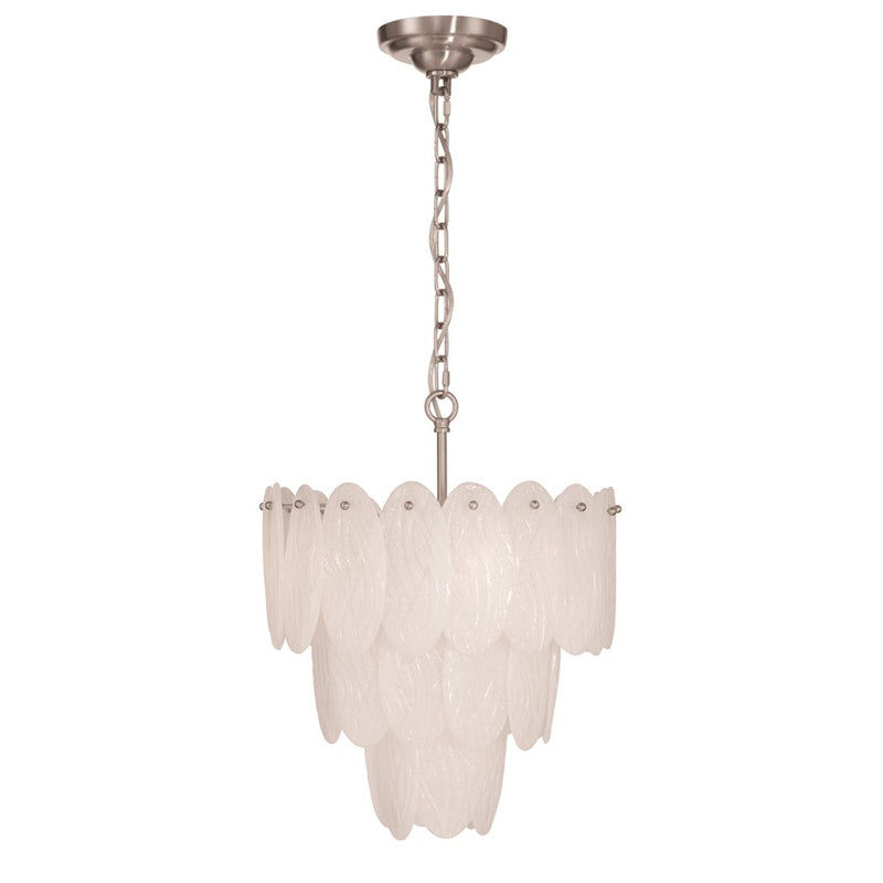 Artcraft Serena 5 Light Chandelier, Satin Nickel/White