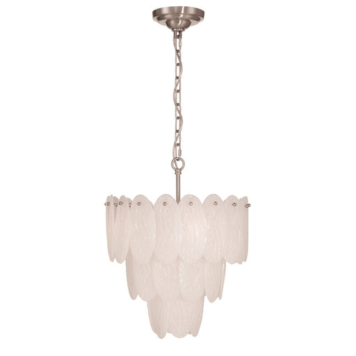 Artcraft Serena 5 Light Chandelier, Satin Nickel/White