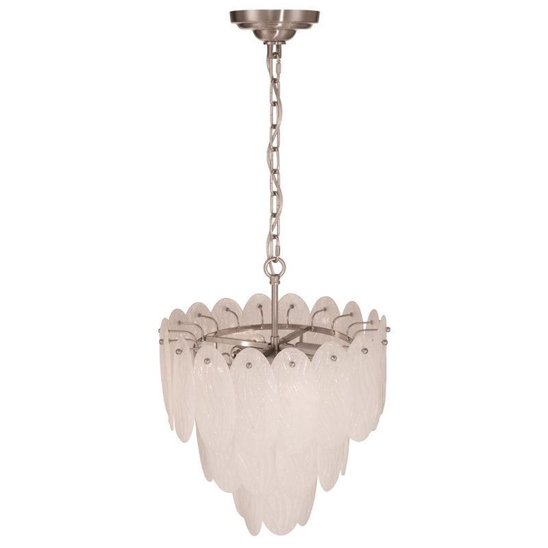 Artcraft Serena 5 Light Chandelier, Satin Nickel/White
