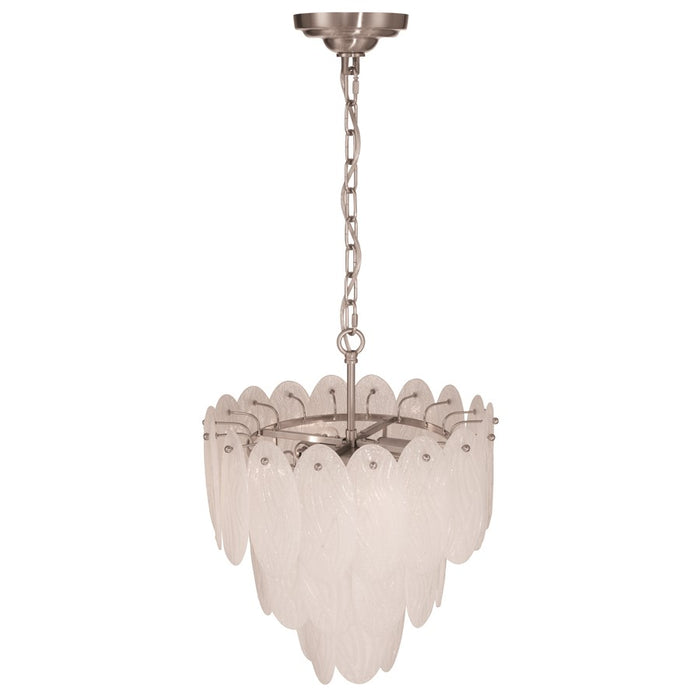 Artcraft Serena 5 Light Chandelier, Satin Nickel/White