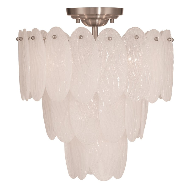 Artcraft Serena 5 Light Chandelier, Satin Nickel/White