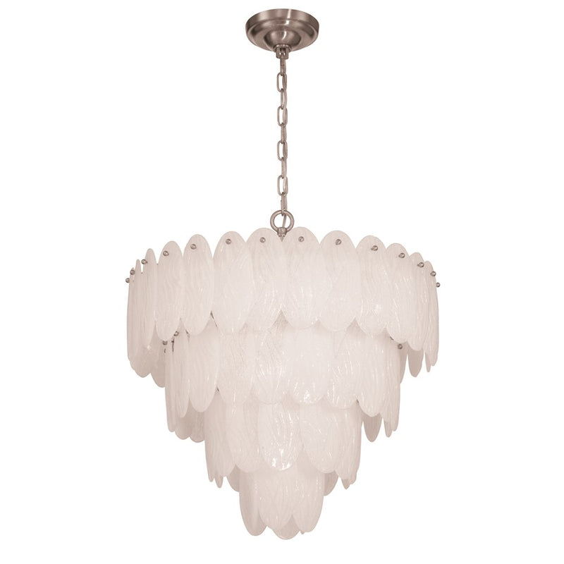 Artcraft Serena 13 Light Chandelier, Satin Nickel/White