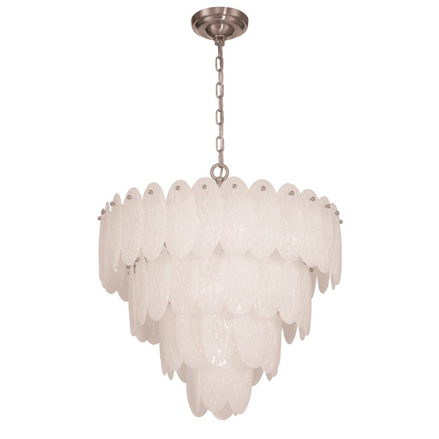 Artcraft Serena 13 Light Chandelier, Satin Nickel/White