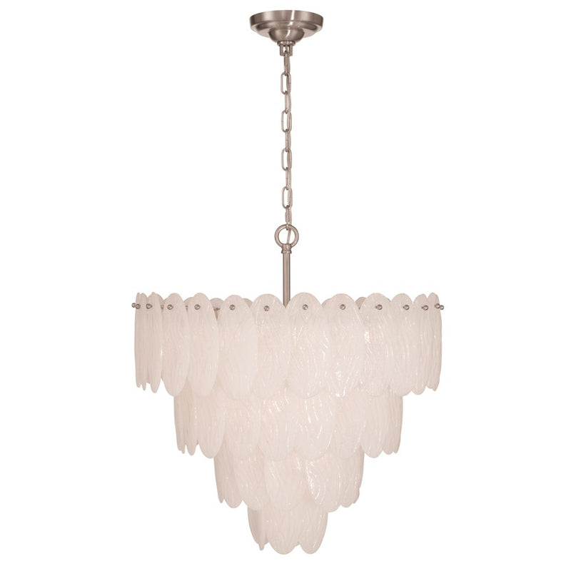 Artcraft Serena 13 Light Chandelier, Satin Nickel/White