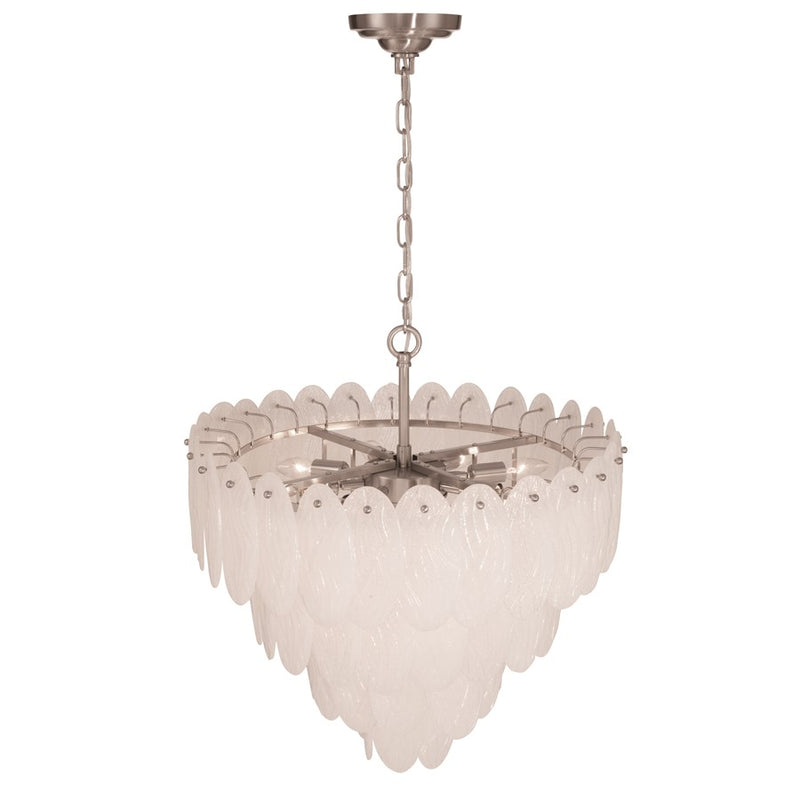Artcraft Serena 13 Light Chandelier, Satin Nickel/White