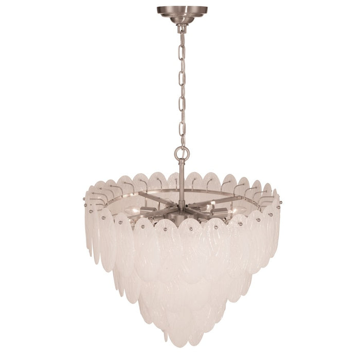 Artcraft Serena 13 Light Chandelier, Satin Nickel/White