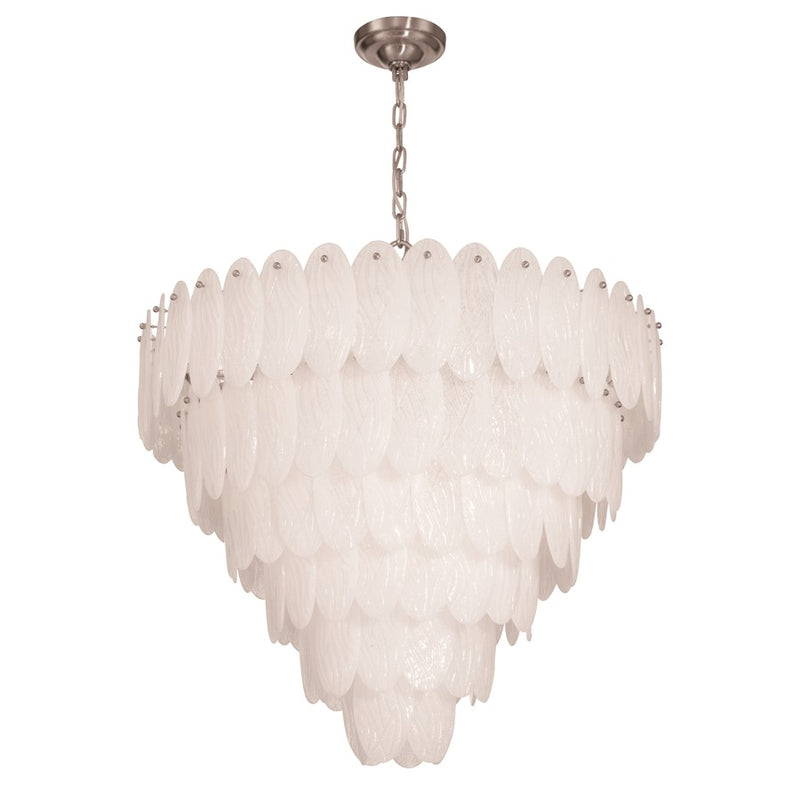 Artcraft Serena 25 Light Chandelier, Satin Nickel/White