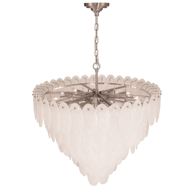 Artcraft Serena 25 Light Chandelier, Satin Nickel/White