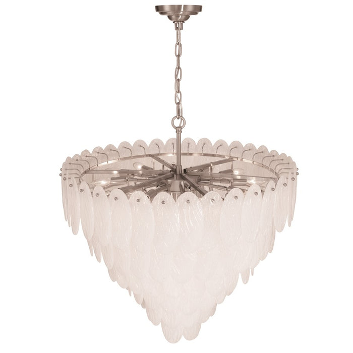 Artcraft Serena 25 Light Chandelier, Satin Nickel/White