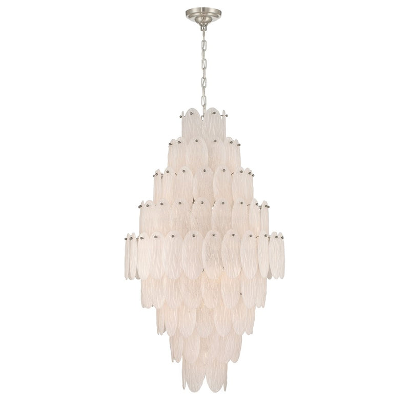 Artcraft Serena 19 Light Chandelier, Satin Nickel/White