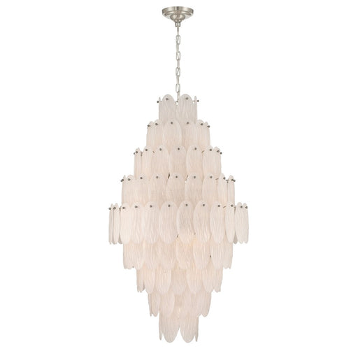Artcraft Serena 19 Light Chandelier, Satin Nickel/White