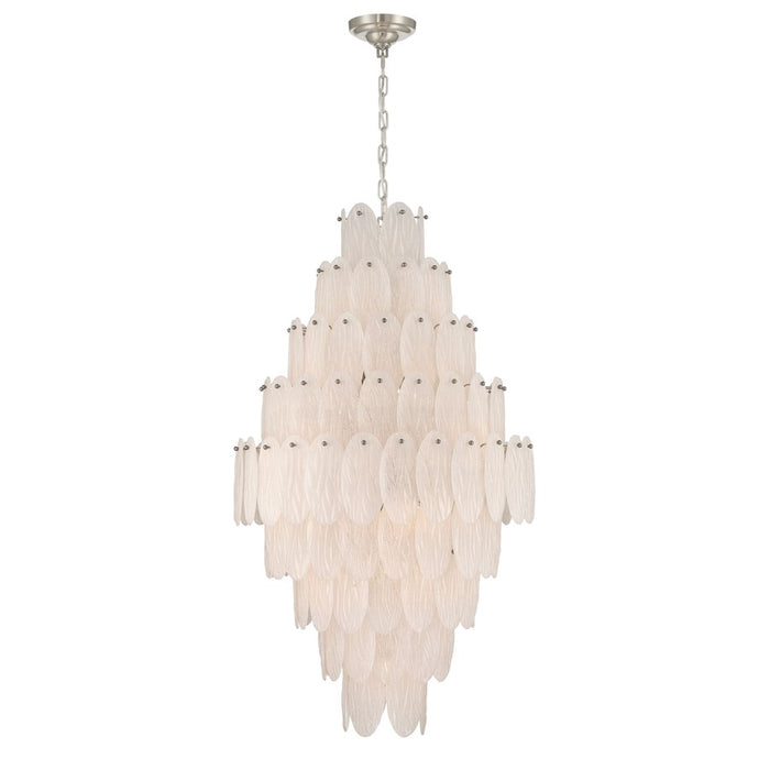 Artcraft Serena 19 Light Chandelier, Satin Nickel/White