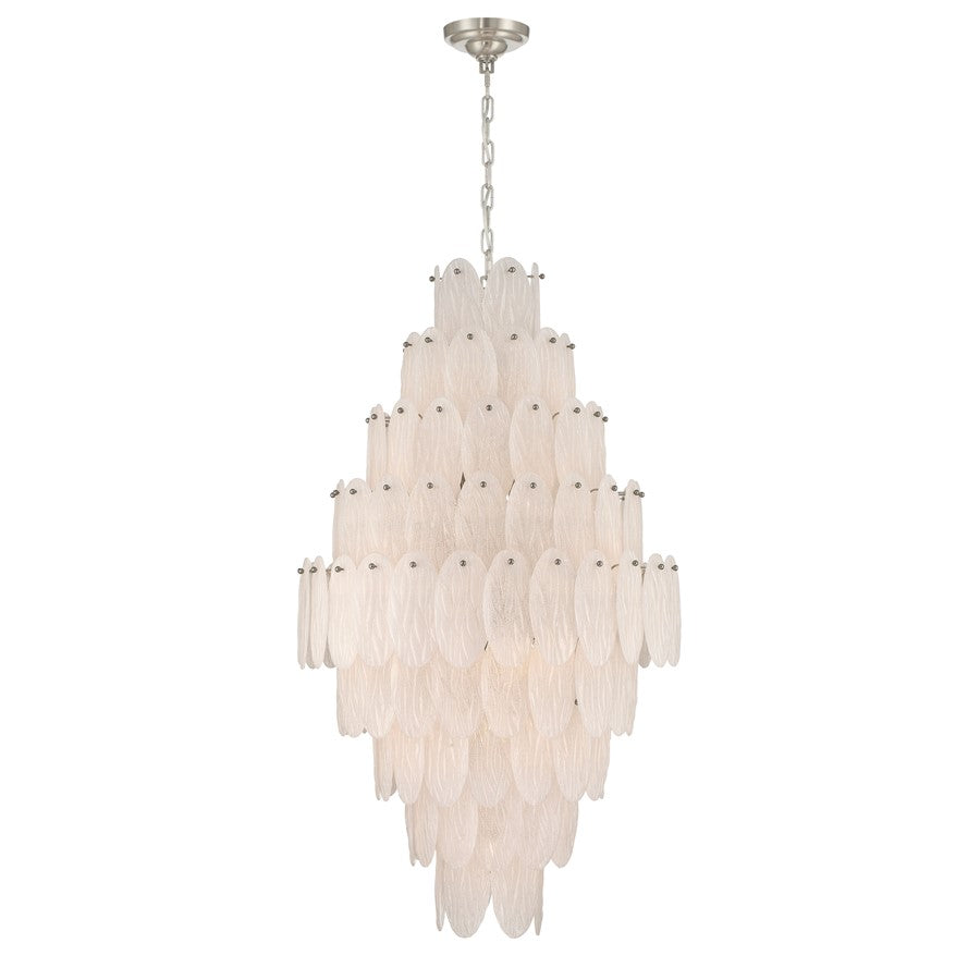 Artcraft Serena 19 Light Chandelier, Satin Nickel/White