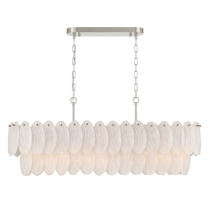 Artcraft Serena 9 Light Pendant, Satin Nickel/White