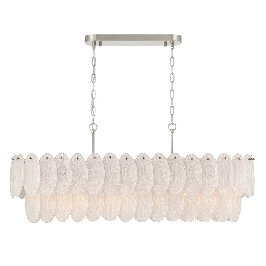 Artcraft Serena 9 Light Pendant, Satin Nickel/White