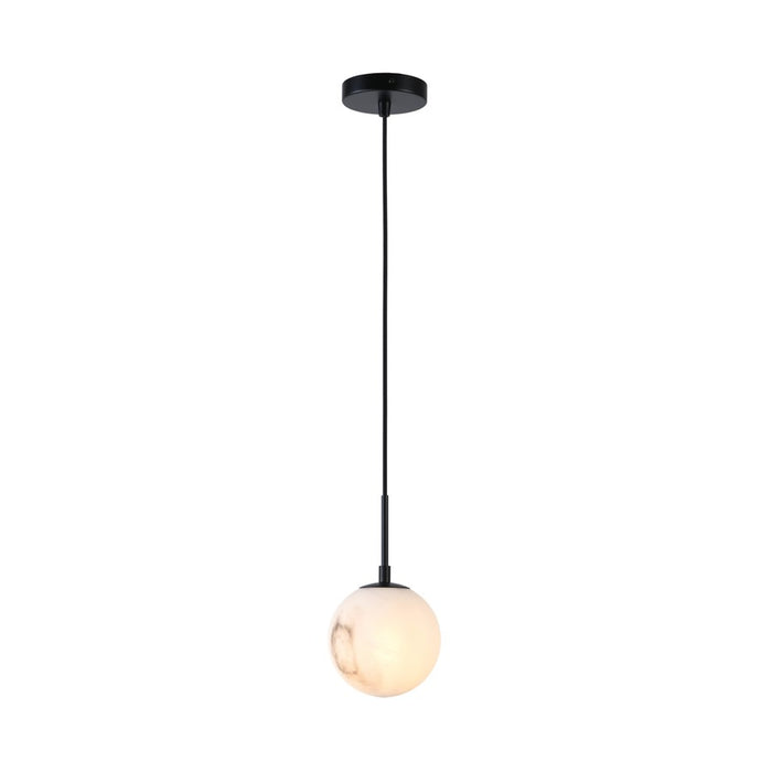 Artcraft Nightfall 1 Light Pendant, Black/White Swirl