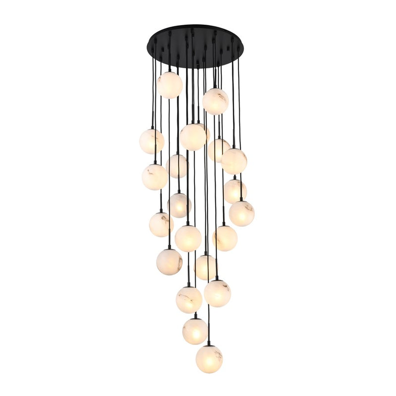 Artcraft Nightfall 21 Light Pendant, Black/White Swirl