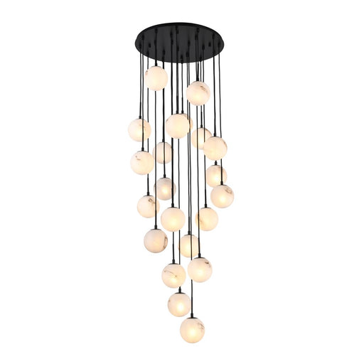 Artcraft Nightfall 21 Light Pendant, Black/White Swirl
