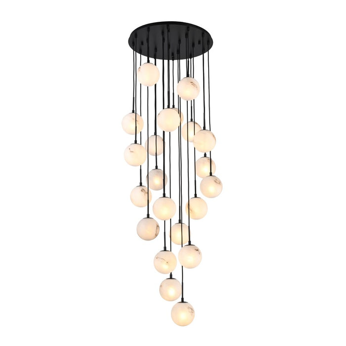 Artcraft Nightfall 21 Light Pendant, Black/White Swirl