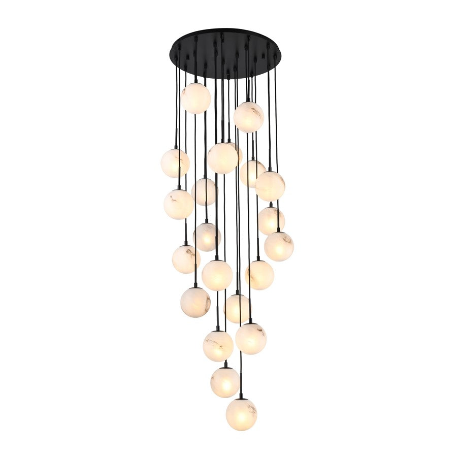 Artcraft Nightfall 21 Light Pendant, Black/White Swirl