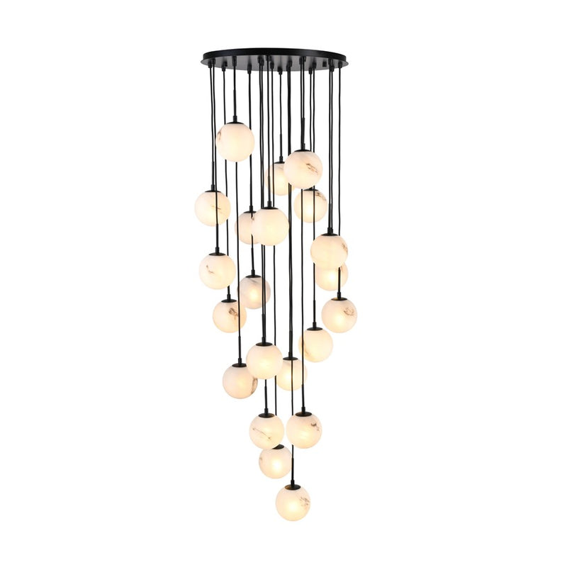 Artcraft Nightfall 21 Light Pendant, Black/White Swirl