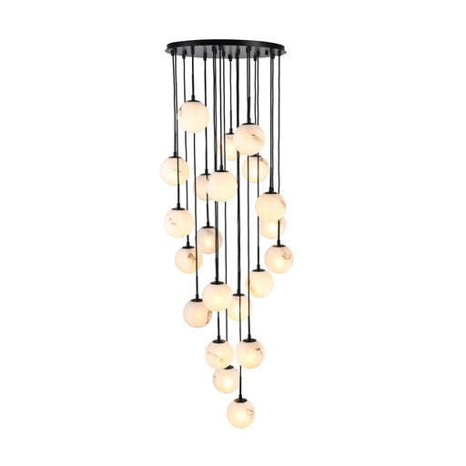 Artcraft Nightfall 21 Light Pendant, Black/White Swirl