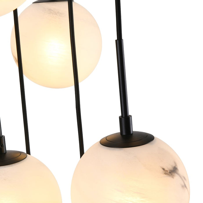 Artcraft Nightfall 21 Light Pendant, Black/White Swirl
