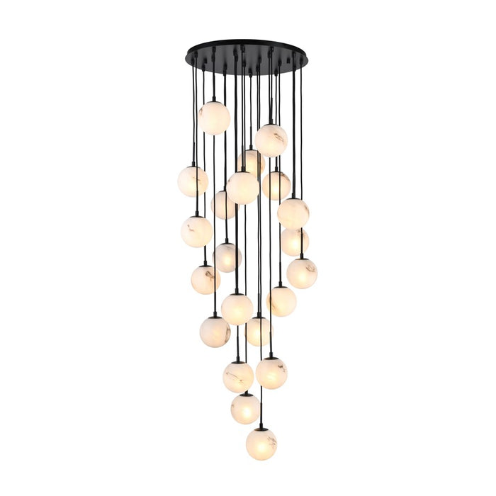 Artcraft Nightfall 21 Light Pendant, Black/White Swirl