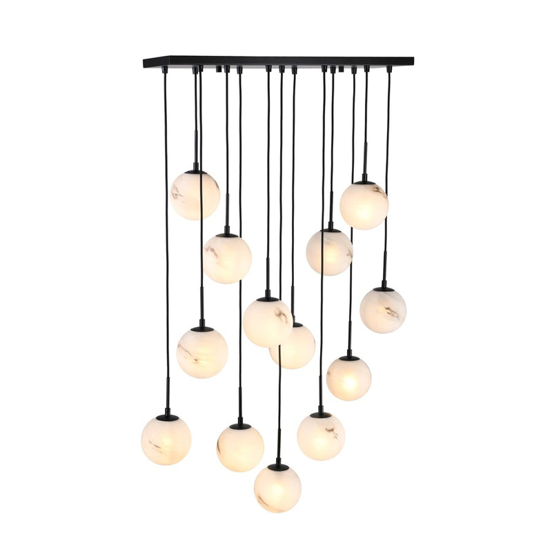 Artcraft Nightfall 13 Light Pendant, Black/White Swirl