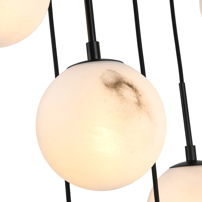 Artcraft Nightfall 13 Light Pendant, Black/White Swirl