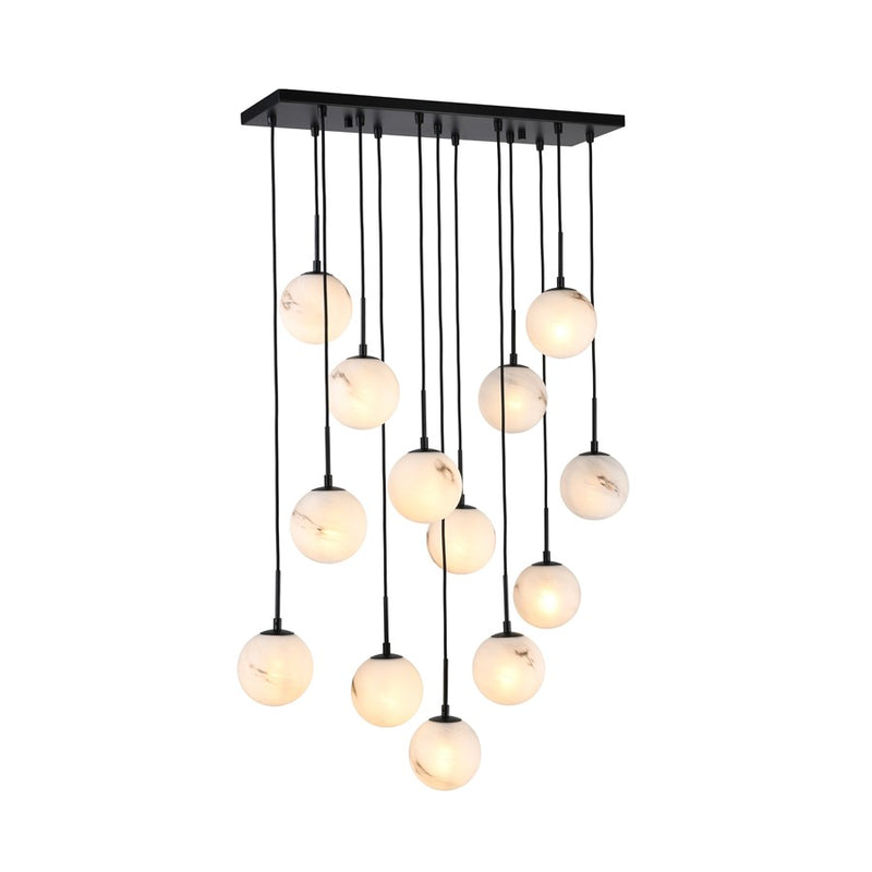 Artcraft Nightfall 13 Light Pendant, Black/White Swirl