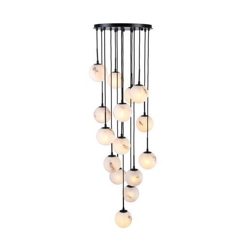 Artcraft Nightfall 15 Light Pendant, Black/White Swirl