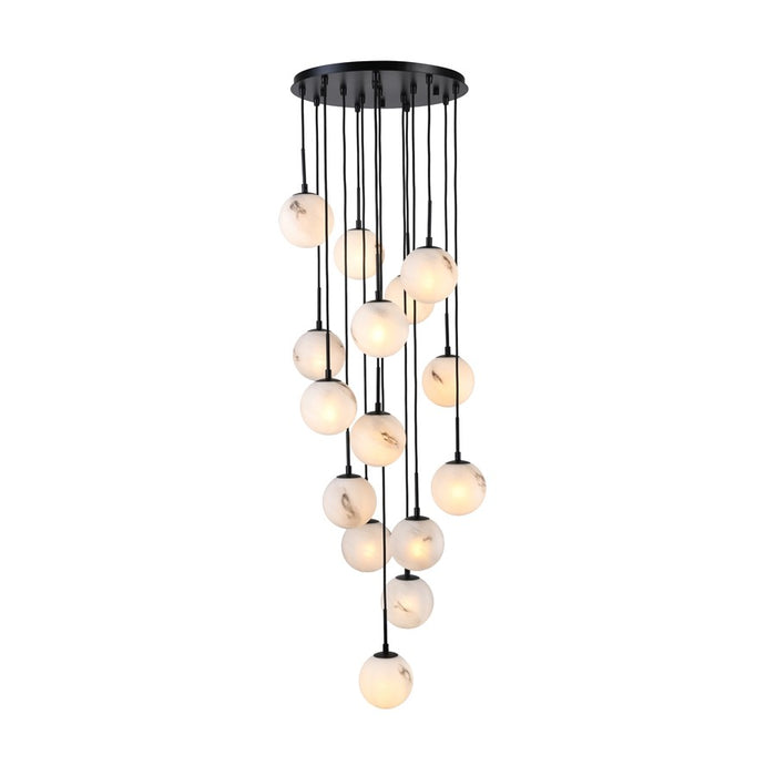 Artcraft Nightfall 15 Light Pendant, Black/White Swirl