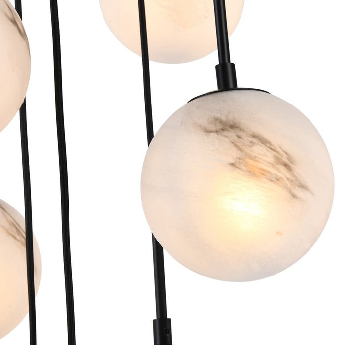 Artcraft Nightfall 7 Light Pendant, Black/White Swirl