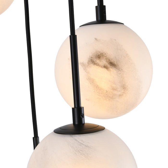 Artcraft Nightfall 7 Light Pendant, Black/White Swirl