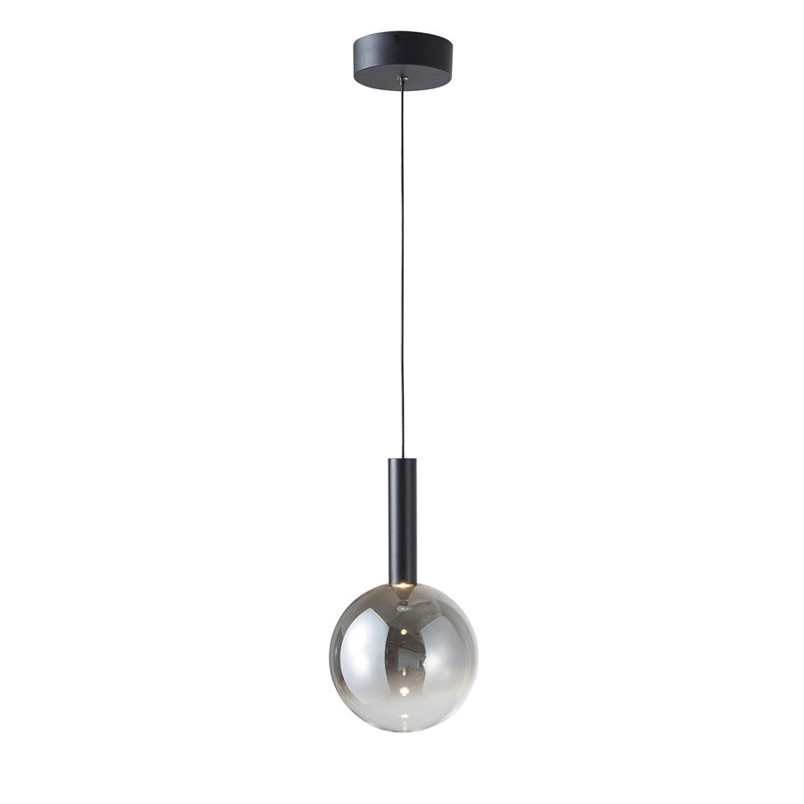 Artcraft Modella 1Lt LED Pendant, Black/Ombre Smoke/Clear