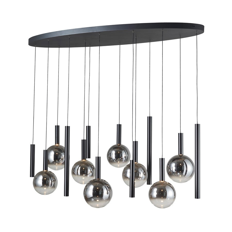 Artcraft Modella 14Lt LED Pendant, Black/Ombre Smoke/Clear