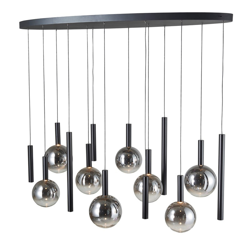 Artcraft Modella 14Lt LED Pendant, Black/Ombre Smoke/Clear