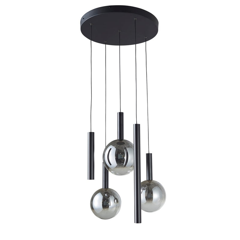 Artcraft Modella 5Lt 21" LED Pendant, Black/Ombre Smoke/Clear