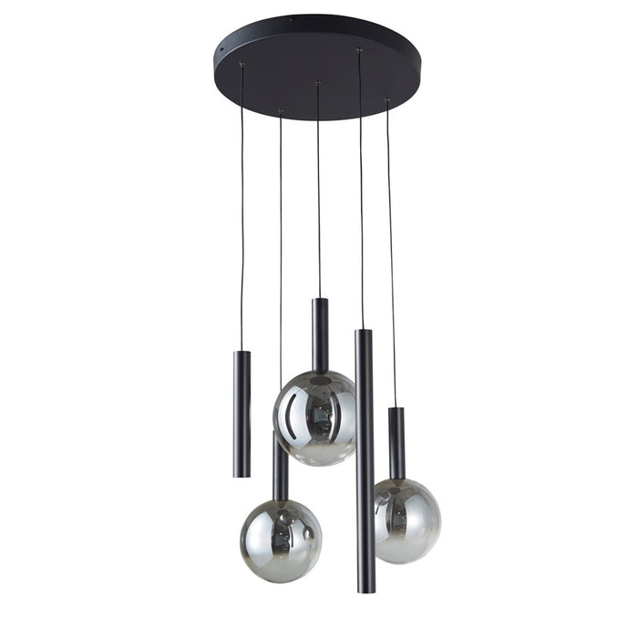 Artcraft Modella 5Lt 21" LED Pendant, Black/Ombre Smoke/Clear