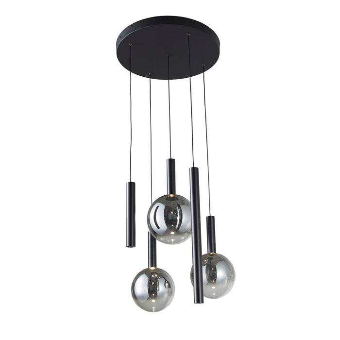 Artcraft Modella 5Lt 21" LED Pendant, Black/Ombre Smoke/Clear