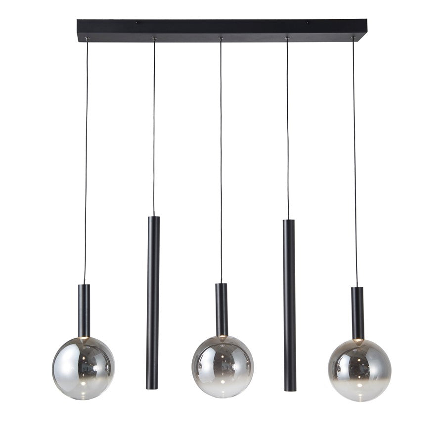Artcraft Modella 5Lt 39" LED Pendant, Black/Ombre Smoke/Clear