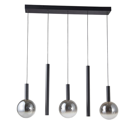 Artcraft Modella 5Lt 39" LED Pendant, Black/Ombre Smoke/Clear