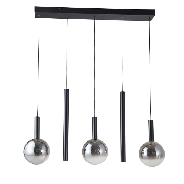 Artcraft Modella 5Lt 39" LED Pendant, Black/Ombre Smoke/Clear